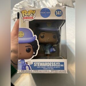 Funko Pop Pan Am Stewardess w/ blue bag  Figure # 141 Flight attendant gift